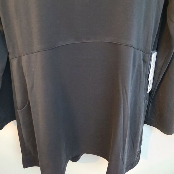 Soft Surroundings Women SP Fairfax Tunic Black Button High Low Pockets NWT - Picture 4 of 11